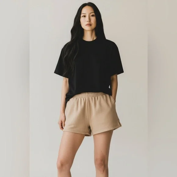 Aritzia TNA Cozy Af Fleece Perfect Micro Shorts / Tan - Picture 1 of 7